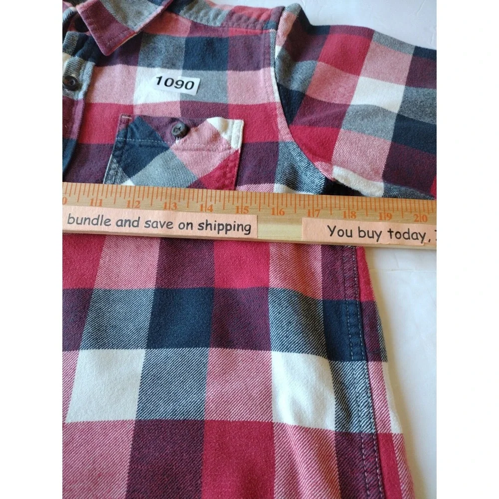 The Childrens Place Button Up Shirt Boys XL 14 Red White Black Plaid Flannel‎